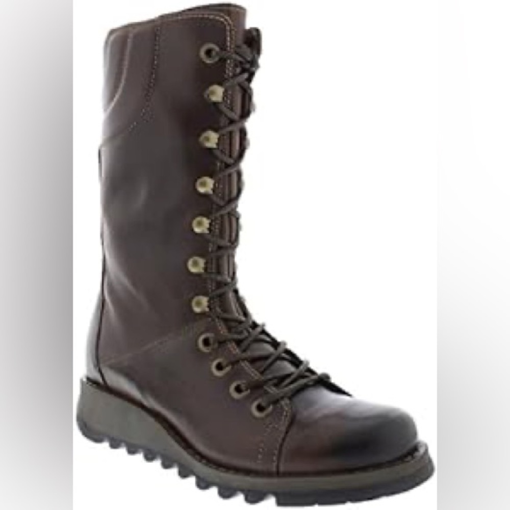 Fly London Ster 768Fly Lug Wedge Lace Up Distressed Boots Women’s Size EU 40